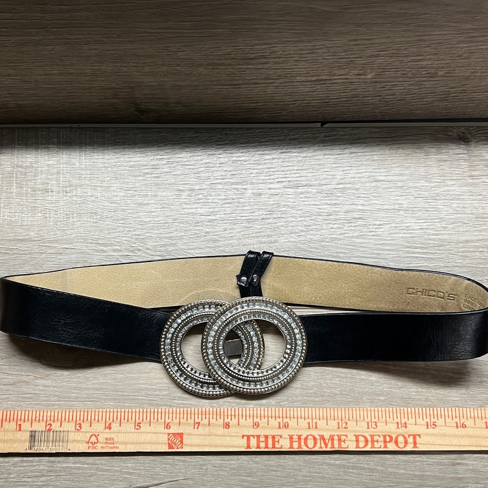 Chico's Black Belt with Silver Accents
